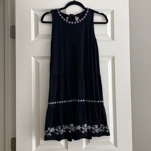 LOFT- Black embroidered dress